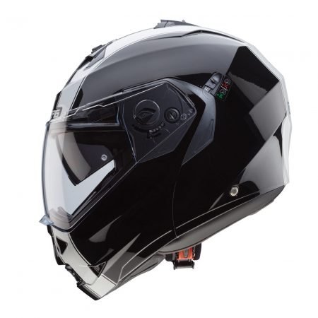 duke-legend-2 Casco modulare Caberg Duke Legend, design accattivante con visiera trasparente, vista laterale.