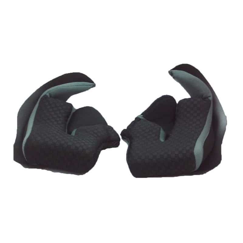 Black cheek pad kit for Caberg Drift/Drift Evo helmets, ensures personalized comfort.