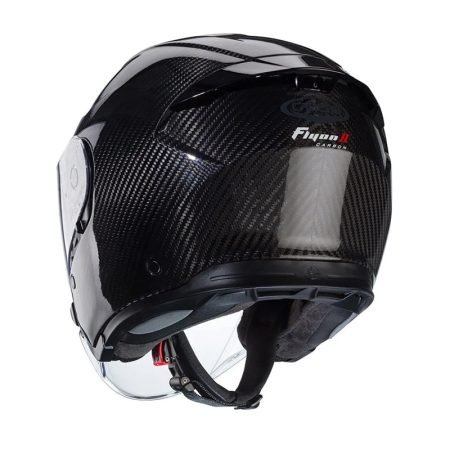 Flyon-II-Carbon-rear Casco integrale Caberg Flyon II Carbon, vista posteriore, design in fibra di carbonio con visiera trasparente.