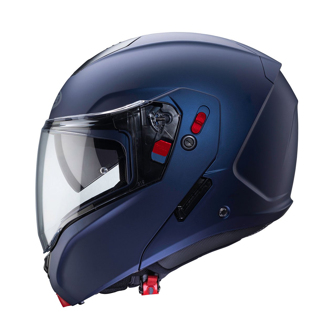 HORUS Caberg Horus X Matte Blue Yamaha modular helmet, side view, sporty design with a transparent visor.