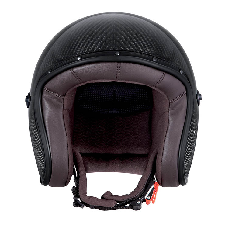 Casco jet Caberg Freeride X Carbon, dettaglio frontale, vista tre quarti