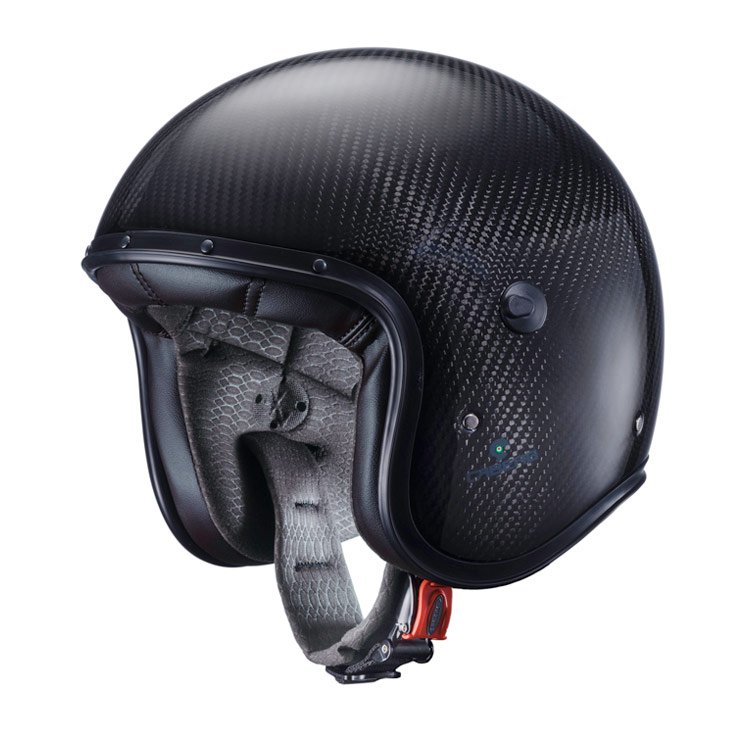 Casco jet Caberg Freeride X Carbon, finitura nero opaco e inserti carbonio, vista tre quarti