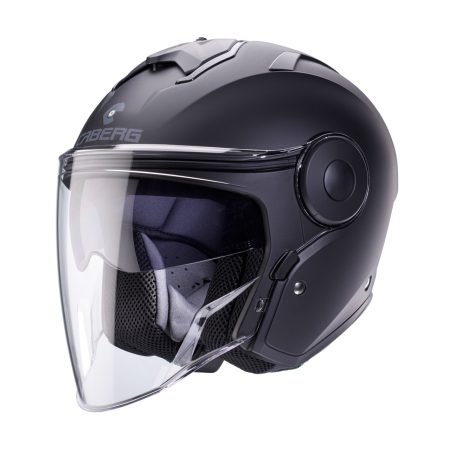 soho-matt-black-3-4 Casco jet Caberg Soho colore nero opaco, vista a tre quarti rivolto verso sinistra