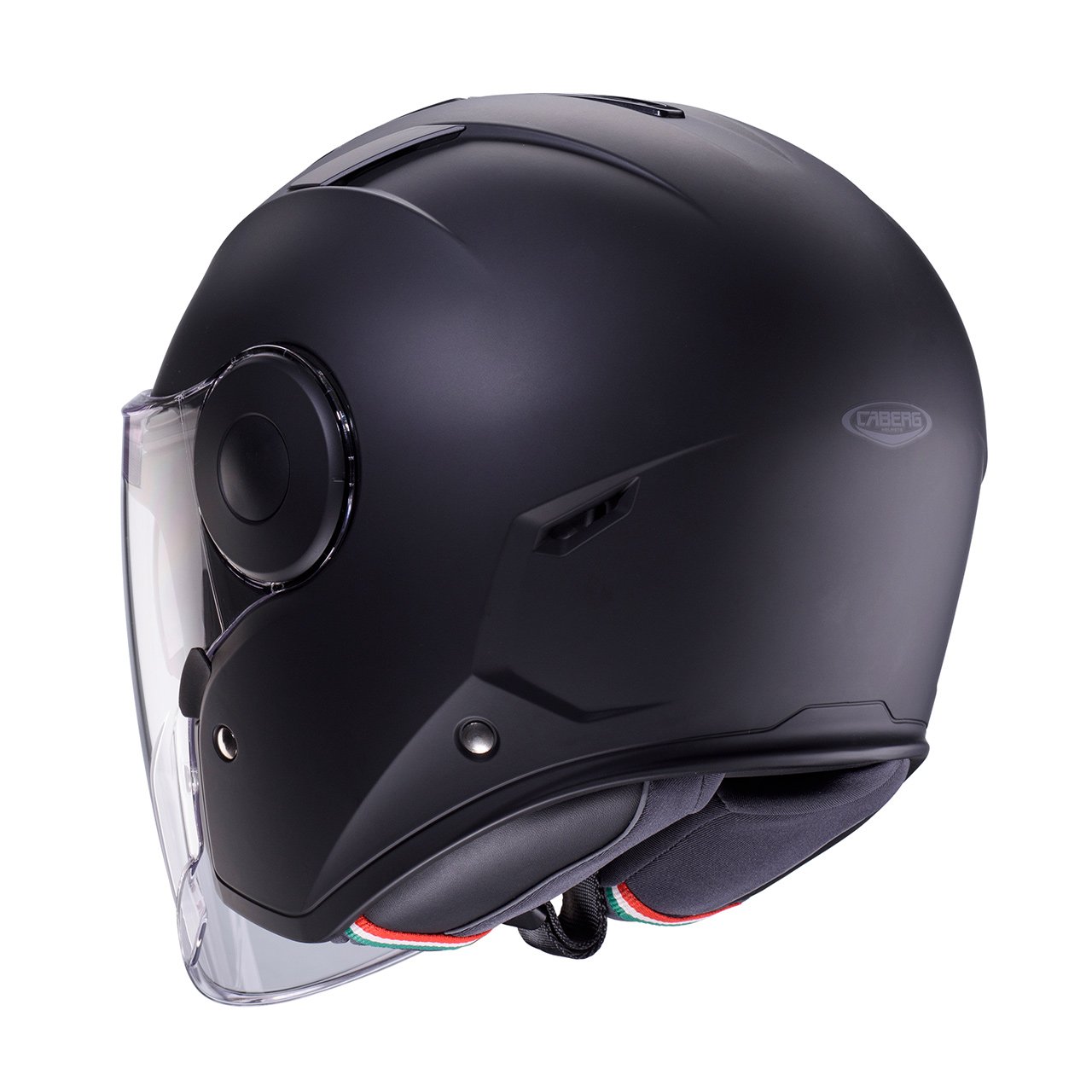Casco jet Caberg Soho colore nero opaco, vista posteriore