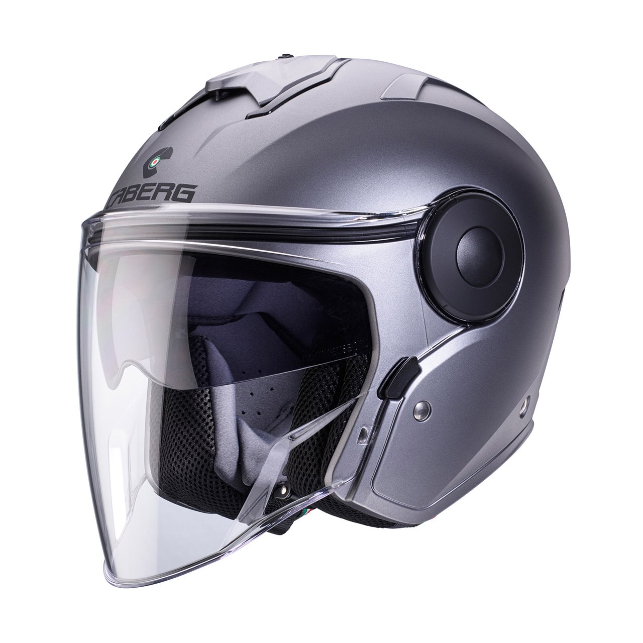 Casco jet Caberg Soho colore antracite opaco, vista tre quarti