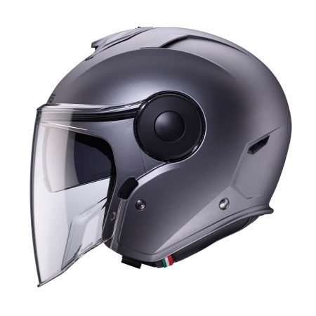 soho-matt-gun-metal-profile Casco jet Caberg Soho colore antracite opaco, vista laterale