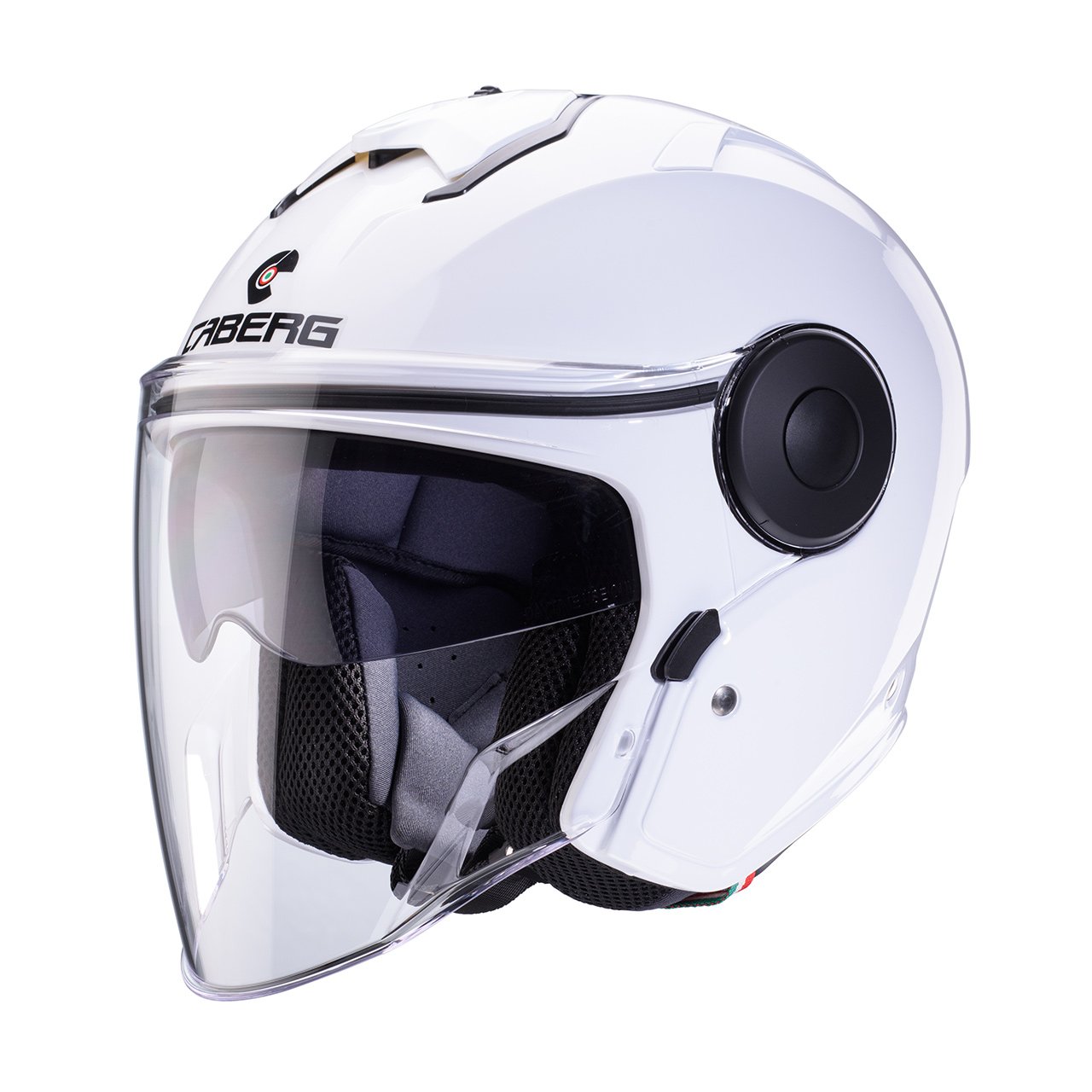 soho-white-3-4 Casco jet Caberg Soho colore bianco, vista tre quarti